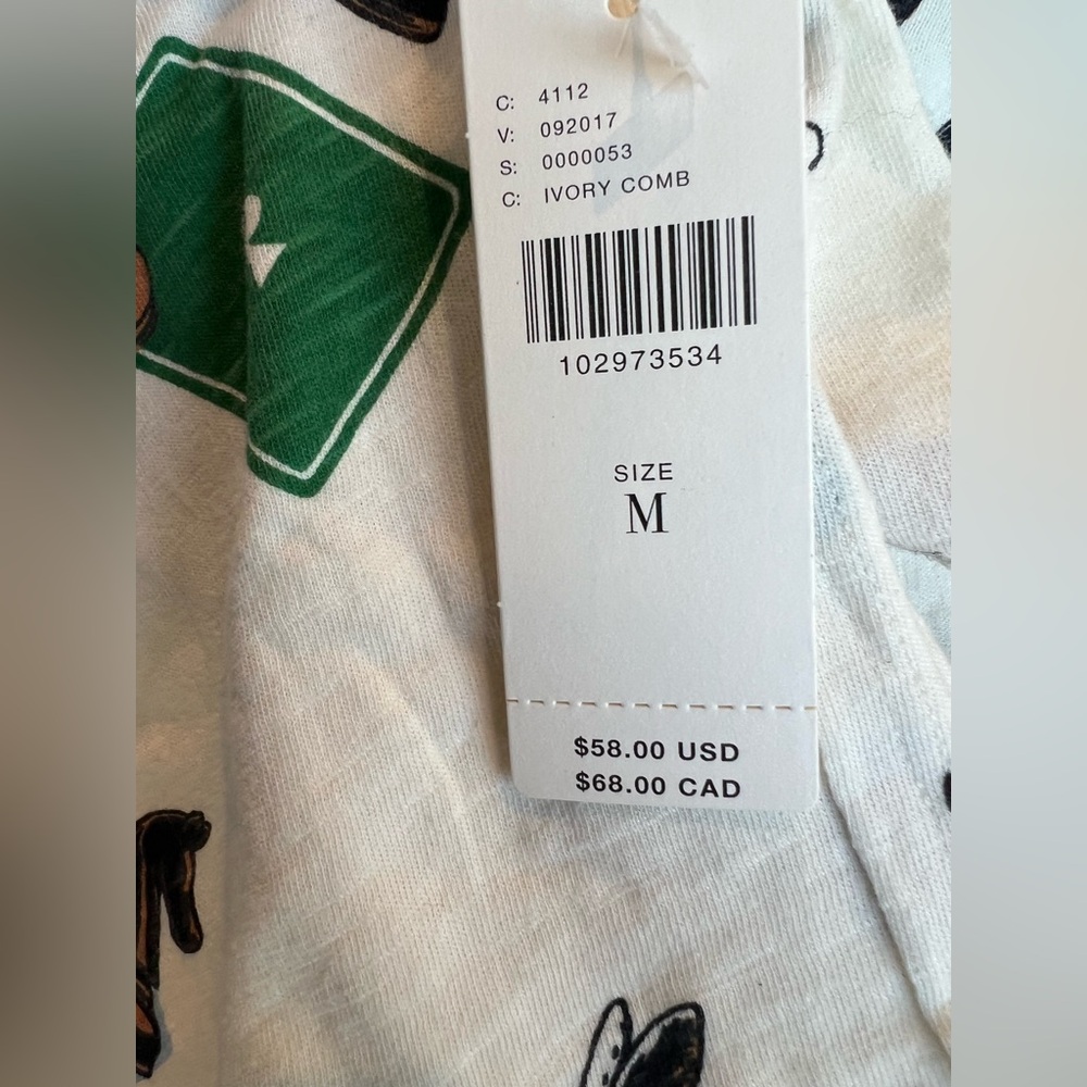 ♠️Anthropologie Caitlyn Long Sleeve Boxy Tee Maeve New Medium Cat Bird Ace Bunny - Picture 14 of 16